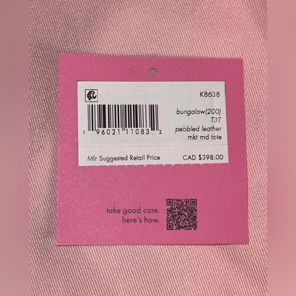 Kate Spade New York Bungalow Tan Pebbled Leather Medium Market Tote Shoulder Bag - Picture 8 of 9